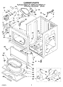 CABINET PARTS Diagram and Parts List for GGQ8811LW1  Whirlpool Dryer