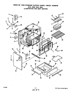 Body Diagram and Parts List for 2234*2A  Roper Range