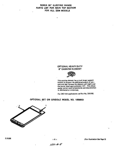 Optional Equipment Diagram and Parts List for 2204*1A  Roper Range