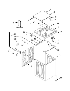 Top And Cabinet Parts Diagram and Parts List for WTW4915EW0  Whirlpool Washer