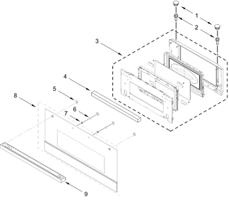 Microwave Door Parts Diagram and Parts List for JOEMC130RM00  Whirlpool Microwave