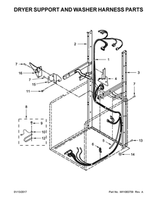 Dryer Support And Washer Harness Parts Diagram and Parts List for WGT4027EW1  Whirlpool Washer Dryer Combo