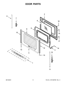 Door Parts Diagram and Parts List for WFC150M0JB1  Whirlpool Range