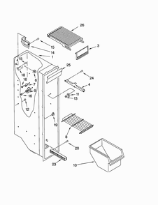 Freezer Liner Diagram and Parts List for ED25GWXFW00  Whirlpool Refrigerator