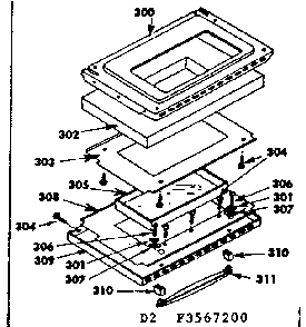 Oven Door Parts Diagram and Parts List for 1553567200  Kenmore Range