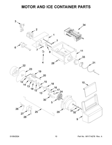 Motor And Ice Container Parts Diagram and Parts List for WRS315SDHM12  Whirlpool Refrigerator