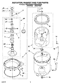 AGITATOR, BASKET AND TUB PARTS Diagram and Parts List for 7MWT97920SW0  Whirlpool Washer