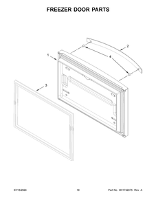 06 - Freezer Door Parts Diagram and Parts List for WRFF5333PB02  Whirlpool Refrigerator