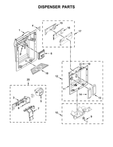 Dispenser Parts Diagram and Parts List for KBSD606ESS01  KitchenAid Refrigerator