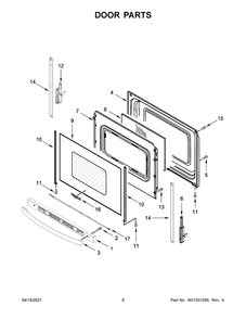 Door Parts Diagram and Parts List for WFE320M0JS1  Whirlpool Range