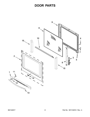 05 - DOOR PARTS Diagram and Parts List for WFE770H0FZ1  Whirlpool Range