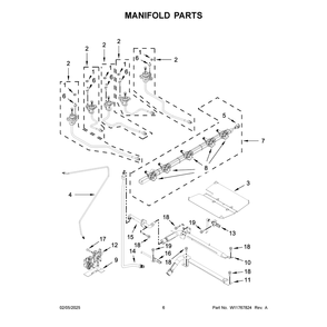 Manifold Parts Diagram and Parts List for WEGA25H0HZ7  Whirlpool Range