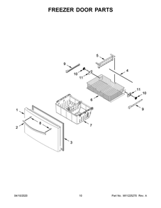 Freezer Door Parts Diagram and Parts List for WRF555SDFZ06  Whirlpool Refrigerator