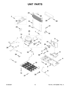 Unit Parts Diagram and Parts List for WRF550CDHZ04  Whirlpool Refrigerator