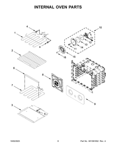 Internal Oven Parts Diagram and Parts List for WOES5030LB01  Whirlpool Wall Oven