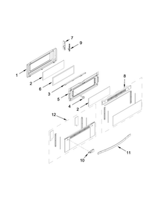 Upper Door Parts Diagram and Parts List for WGG555S0BB01  Whirlpool Range