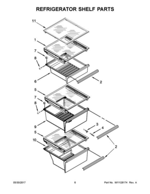 04 - Refrigerator Shelf Parts Diagram and Parts List for WRS571CIDM02  Whirlpool Refrigerator