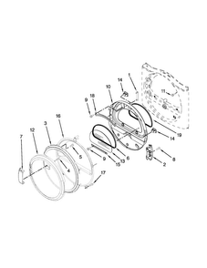 Door Parts Diagram and Parts List for CGD8990XW2  Whirlpool Dryer