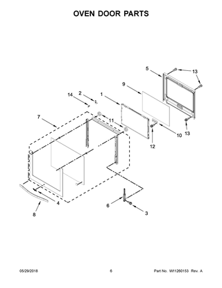 Oven Door Parts Diagram and Parts List for WOC54EC0AB05  Whirlpool Microwave Oven Combo