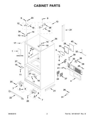 Cabinet Parts Diagram and Parts List for KRFC704FSS02  Whirlpool Refrigerator