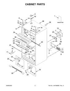 Cabinet Parts Diagram and Parts List for WRX735SDHB08  Whirlpool Refrigerator
