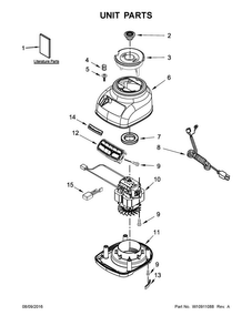 Unit Parts Diagram and Parts List for 3KSB1575TER0  KitchenAid Blender