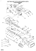 MOTOR AND ICE CONTAINER Diagram and Parts List for 3ED27DQXBW01  Whirlpool Refrigerator
