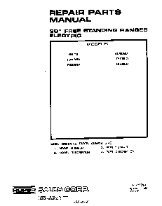 Front Cover Diagram and Parts List for F9208*0  Roper Range