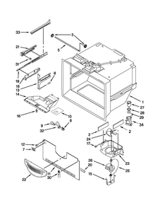 Freezer Liner Parts Diagram and Parts List for 5GFC20PRAW00  Whirlpool Refrigerator