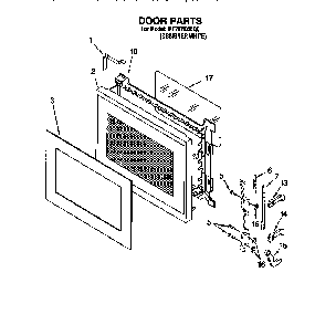 Door Diagram and Parts List for MT707XDQ0  KitchenAid Microwave