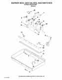 BURNER BOX, GAS VALVES, AND SWITCHES Diagram and Parts List for KDRU767VSS03  KitchenAid Range