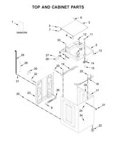 Top And Cabinet Parts Diagram and Parts List for WTW8500DR1  Whirlpool Washer