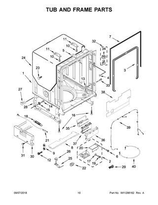 Tub And Frame Parts Diagram and Parts List for KDTM704EBS3  Whirlpool Dishwasher