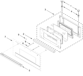 Microwave Door Parts Diagram and Parts List for JOECC730RM00  Whirlpool Microwave Oven Combo
