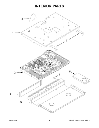 Interior Parts Diagram and Parts List for KSIB900ESS2  Whirlpool Range