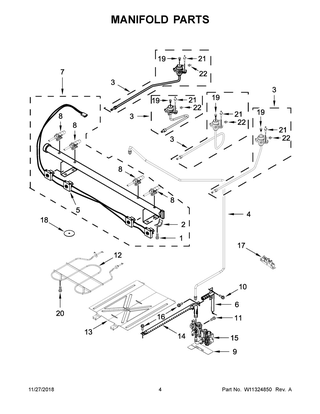Manifold Parts Diagram and Parts List for WEG515S0FW2  Whirlpool Range