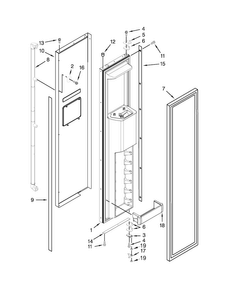 Freezer Door Parts Diagram and Parts List for KSSC42QVS10  KitchenAid Refrigerator