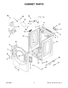 03 - Cabinet Parts Diagram and Parts List for YWED6720RU0  Whirlpool Dryer