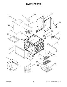 Oven Parts Diagram and Parts List for KFGC506JPA02  Whirlpool Range