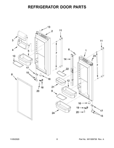 Refrigerator Door Parts Diagram and Parts List for KRFF302ESS03  Whirlpool Refrigerator
