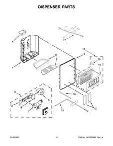 Dispenser Parts Diagram and Parts List for WRS973CIHV01  Whirlpool Refrigerator
