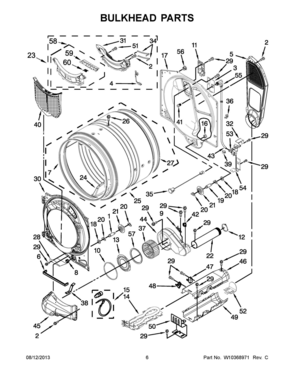 04 - BULKHEAD PARTS Diagram and Parts List for YMED7000XW0  Whirlpool Dryer