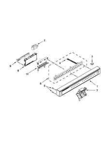 Control Panel And Latch Parts Diagram and Parts List for 7WDF530PAYM7  Whirlpool Dishwasher