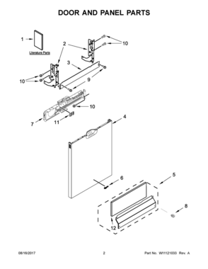 02 - DOOR AND PANEL PARTS Diagram and Parts List for WDF770SAFZ2  Whirlpool Dishwasher