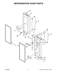 05 - Refrigerator Door Parts Diagram and Parts List for WRMF3636RZ00  Whirlpool Refrigerator