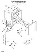 TUB AND FRAME PARTS Diagram and Parts List for GU2548XTPQ7  Whirlpool Dishwasher
