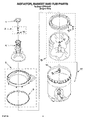 AGITATOR, BASKET AND TUB PARTS Diagram and Parts List for LBR5432LQ1  Whirlpool Washer