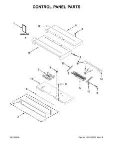 Control Panel Parts Diagram and Parts List for WOD77EC7HS00  Whirlpool Wall Oven
