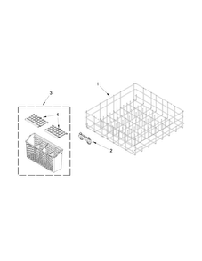 Lower Rack Parts Diagram and Parts List for WDF310PLAD4  Whirlpool Dishwasher