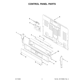 Control Panel Parts Diagram and Parts List for WFGS7530RW1  Whirlpool Range